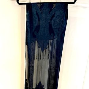 Silk scarf with fringe, beautiful print. Like new!